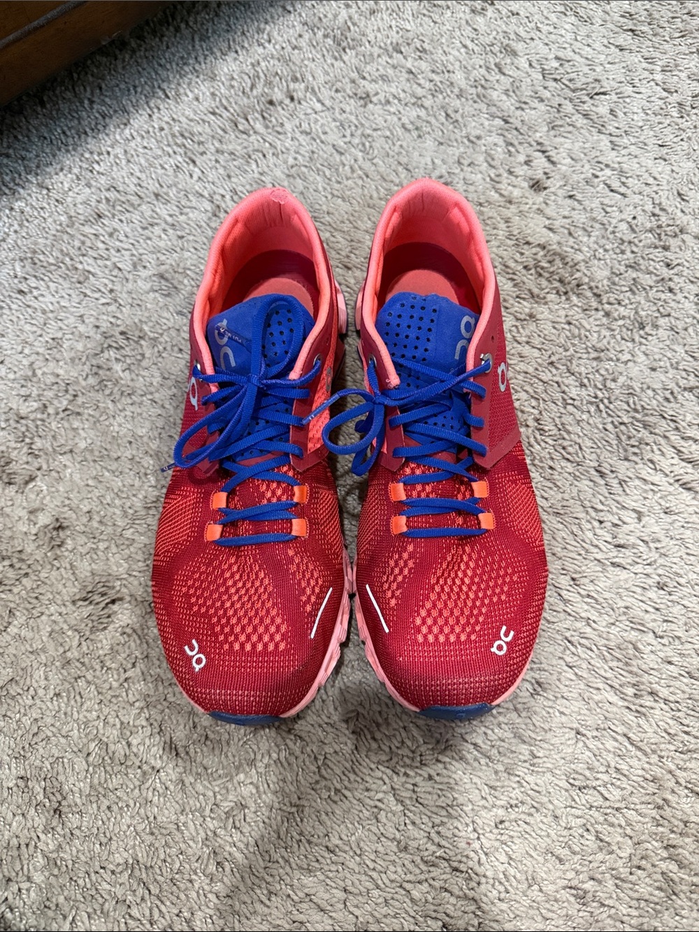 On Cloud x running shoes in red flash